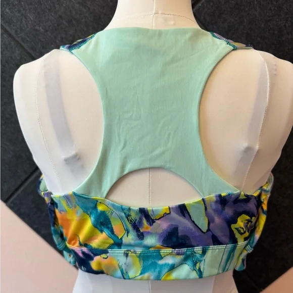 Tek Gear Women's Abstract Sports Bra - Blue, Purple, Yellow - Picture 4 of 5